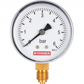 RIM-0010-630608 ROMMER Манометр радиальный. Корпус Dn 63 мм 1/4 , 0...6 бар, кл.2.5