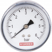 RIM-0009-630608 ROMMER Манометр аксиальный. Корпус Dn 63 мм 1/4 , 0...6 бар, кл.2.5