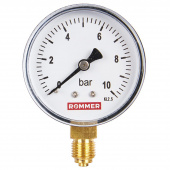 RIM-0010-801015 ROMMER Манометр радиальный. Корпус Dn 80 мм 1/2 , 0...10 бар, кл.2.5