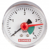 RIM-0007-630408 ROMMER Манометр аксиальный с указателем предела. Корпус Dn 63 мм 1/4 , 0...4 бар, кл.2.5