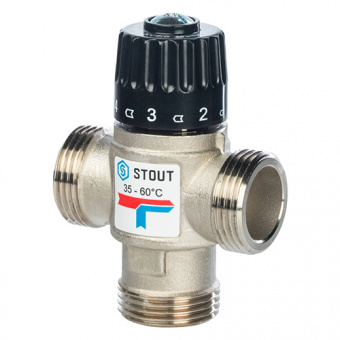 Stout Термостатический смесительный клапан 1" НР 35-60°С KV 2,5 м3/ч