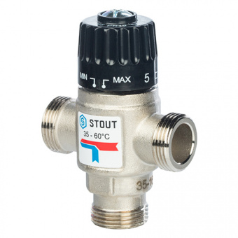 Stout Термостатический смесительный клапан 3/4" НР 35-60°С KV 1,6 м3/ч